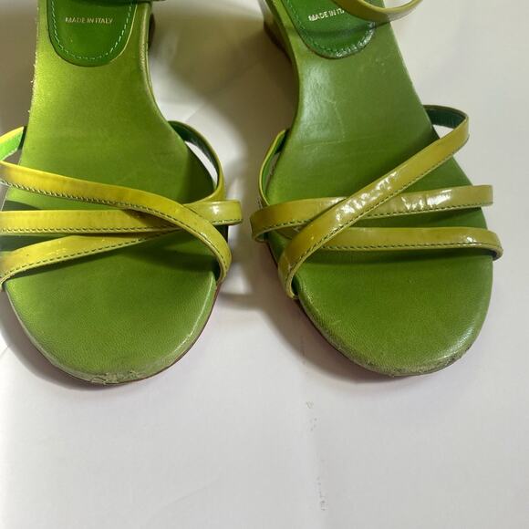 Prada strappy wedges. Patent leather. Lime green. EU 35.5, US Size 5.5. - Picture 3 of 16